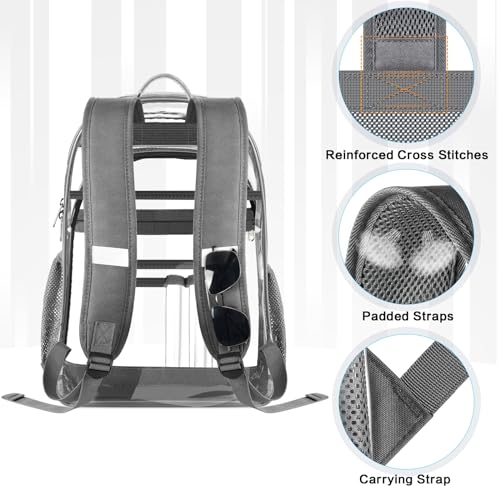 Gray Clear Backpack with Reinforced Bottom F2935