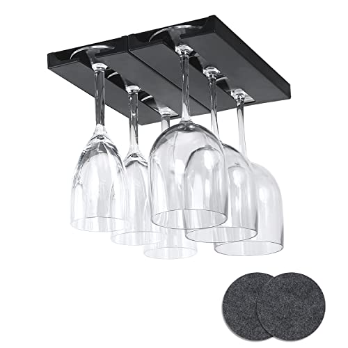 Black 4 Pack Plastic Wine Glass Rack with 4 Coasters B212