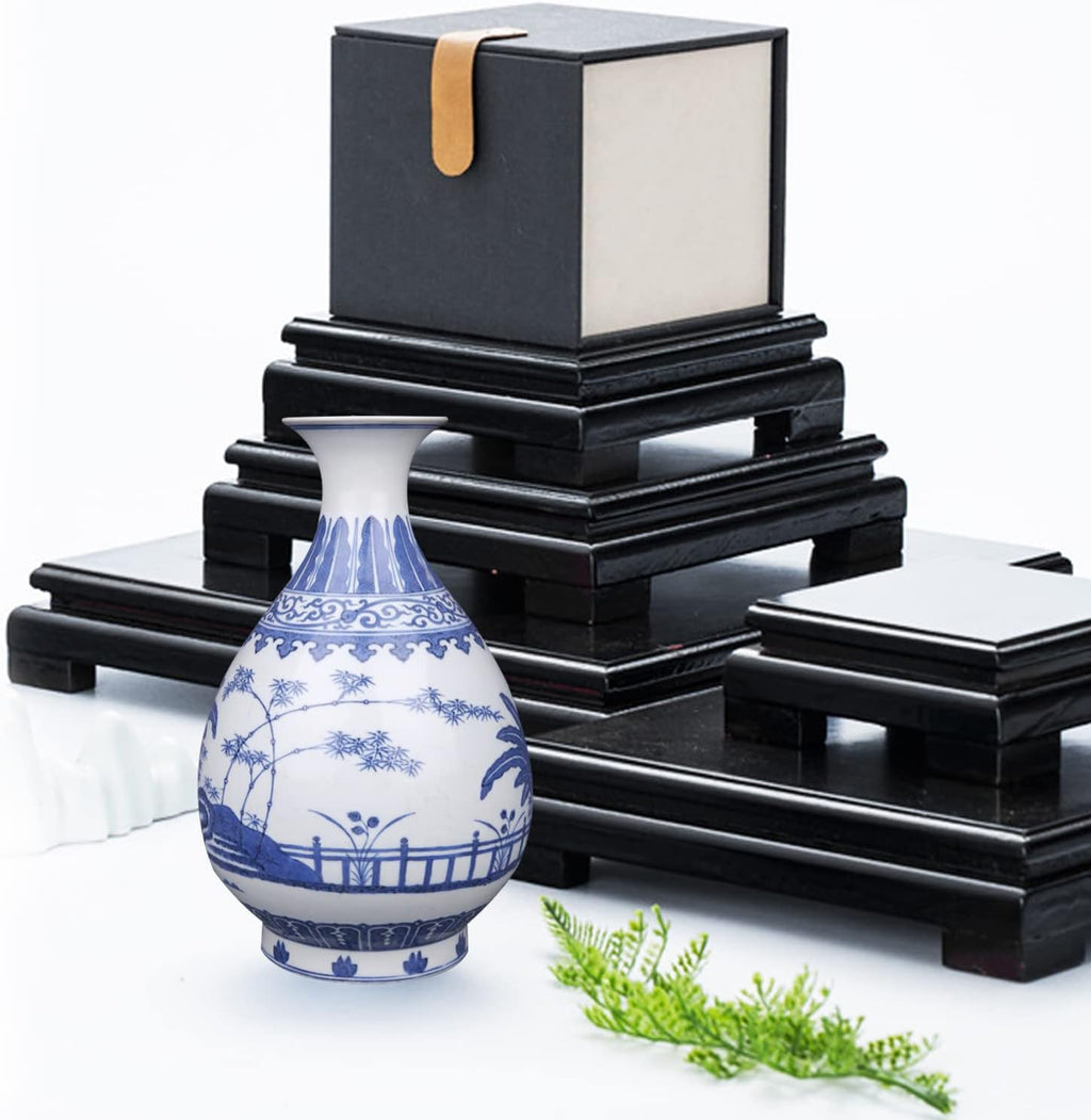 Square Wood Display Stand 6.7" W x 6.7" D x 1.7" H (Black) D2336