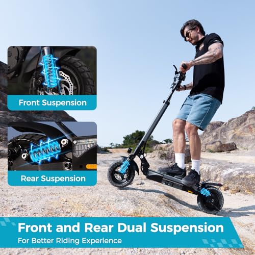 Electric Scooter with 1000W Motor, 28 MPH, 10" Pneumatic Tires, Foldable Handlebar N556