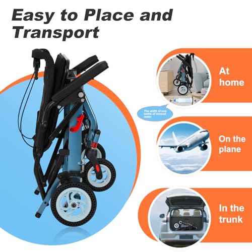 Ultra Light Transport Wheelchair with 8IN Honeycomb Tires T3660