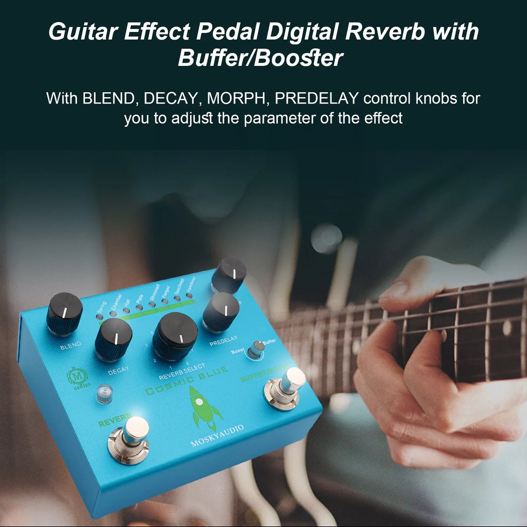 COSMIC BLUE Digital Reverb Guitar Pedal N3280
