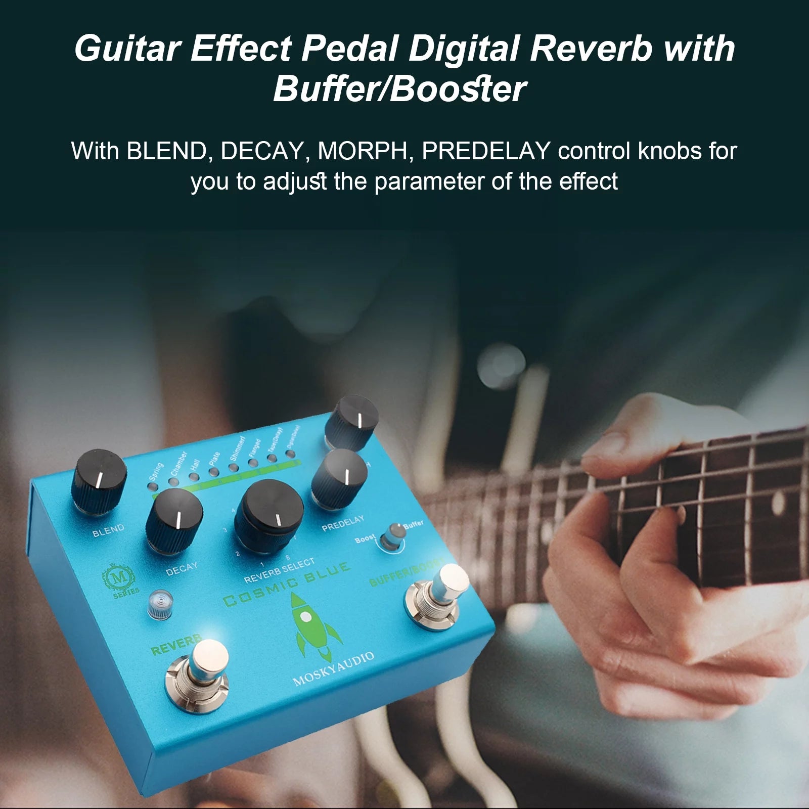COSMIC BLUE Digital Reverb Guitar Pedal N3280