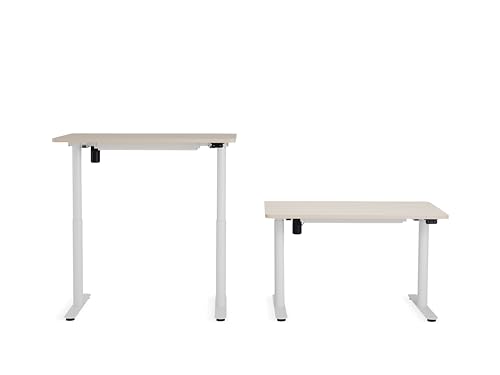White Base & Light Oak Top Height-Adjustable Desk T741403