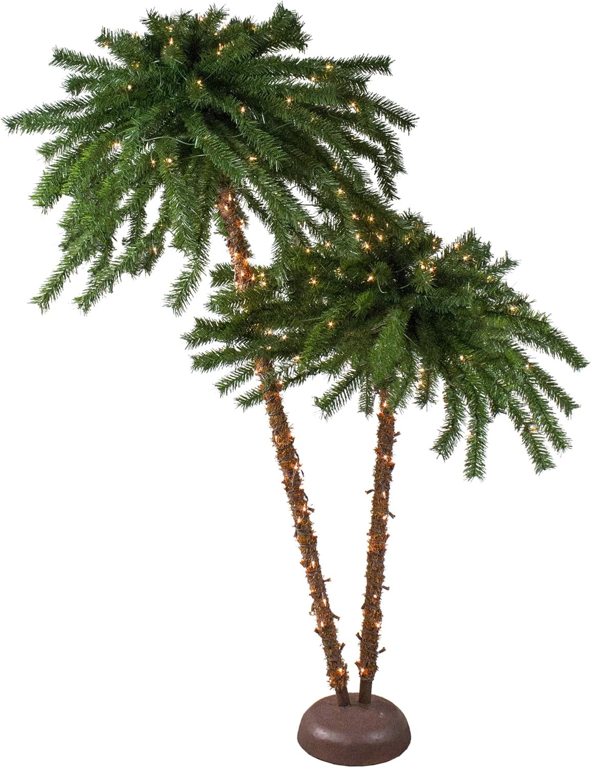 6' Pre-Lit Dual Artificial Tropical Palm Trees J359410