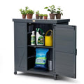 Outdoor Storage Cabinet with Metal Tabletop, 3 Adjustable Shelves E23316