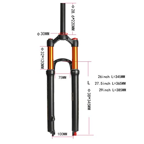 Black 26-Inch 1-1/8' Magnesium Alloy 100mm Suspension Fork M8830