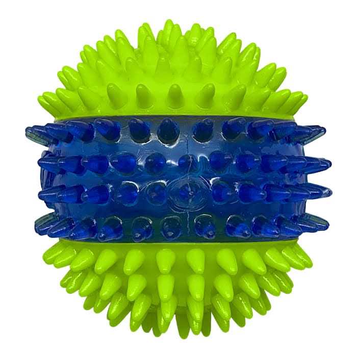 Translucent TPR 3-Part Spike LED & Squeak Ball Dog Toy K462644