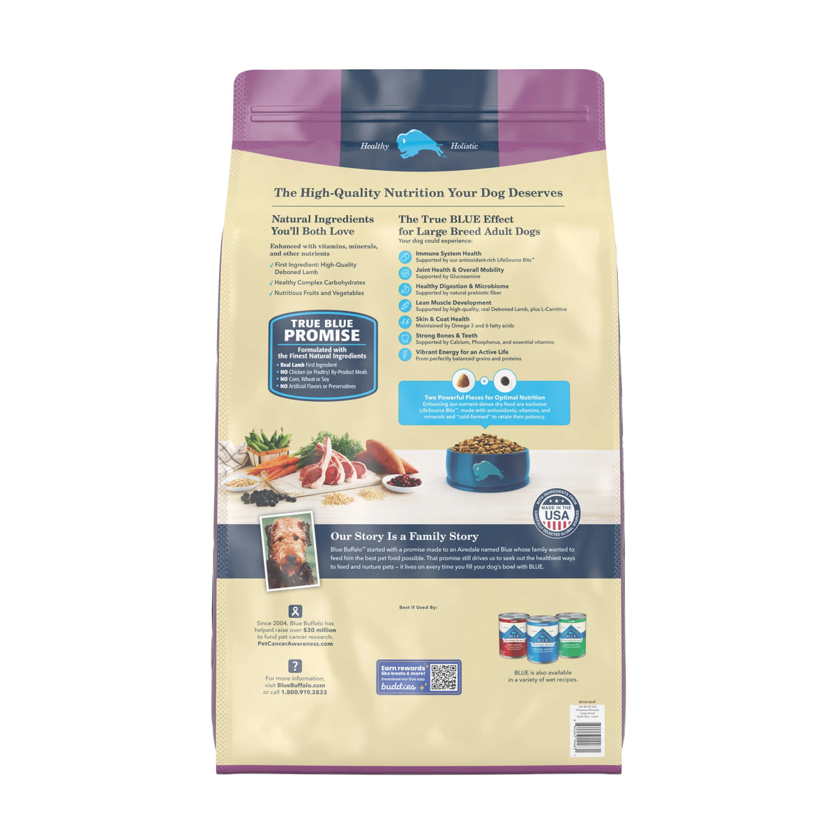 Large Breed Dry Dog Food, Lamb and Brown Rice, 34 lb. Bag U36772