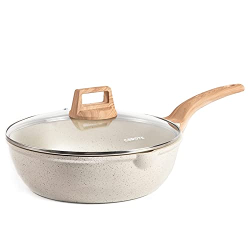 12Inch Nonstick Deep Frying Pan with Lid, 5.5 Qt Jumbo Cooker Saute Pan B11388