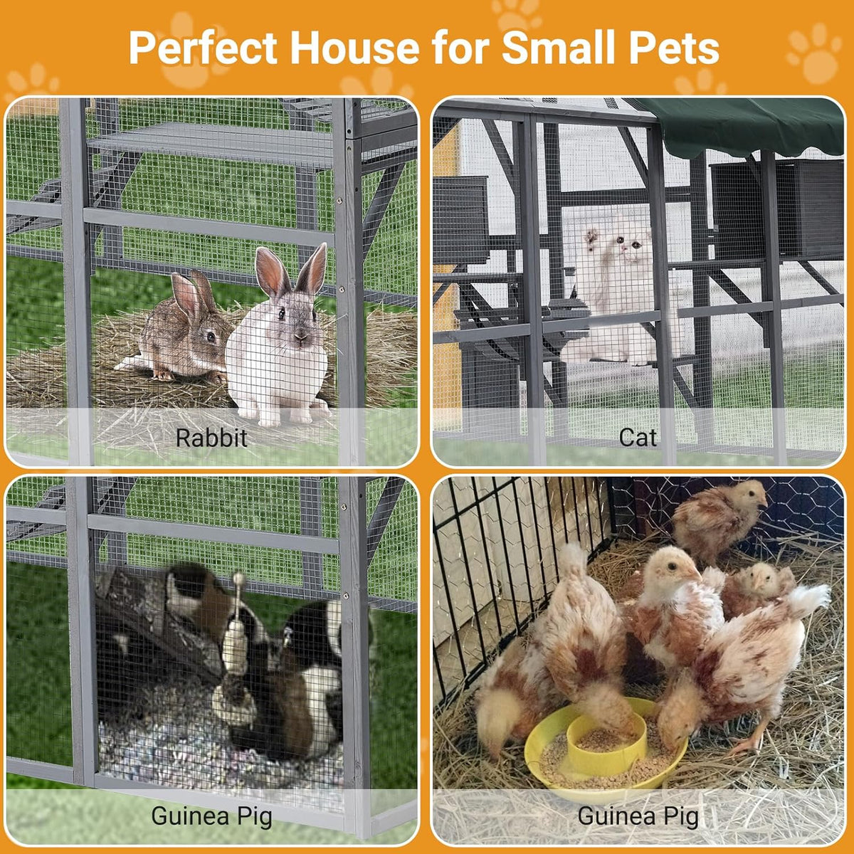 Large 3-Tier Outdoor Cat House with 2 Lockable Cat Doors and a Walk in Door Y1974