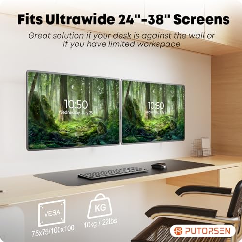 Black Dual Monitor Wall Mount, VESA 75x75/100x100mm V6612