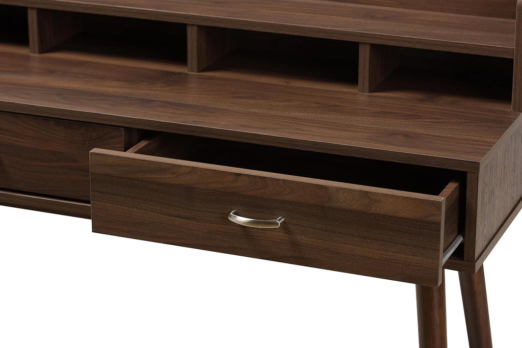 Walnut Brown 2-Drawer Desk L498