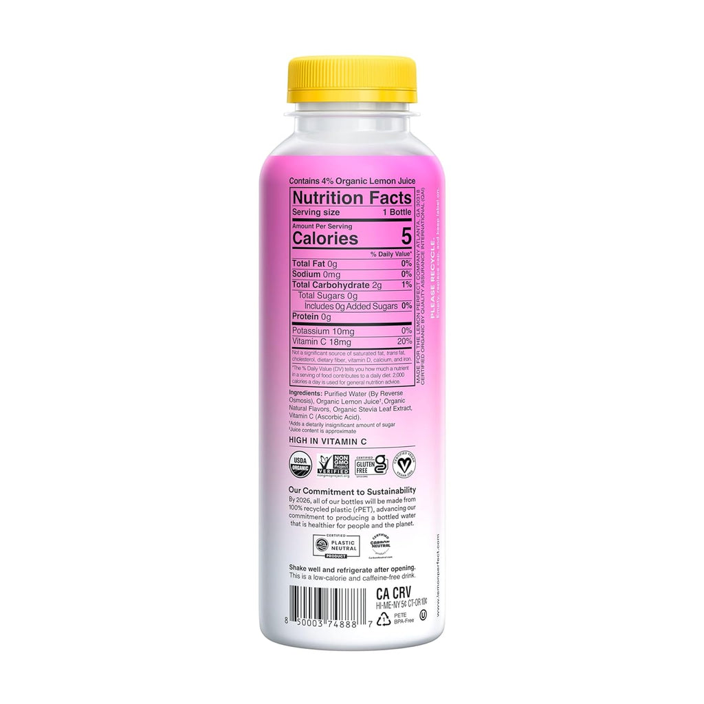 Organic Hydrating Flavored Lemon Water Zero Sugar 15.2 fl oz Bottle (Pack of 12) M832