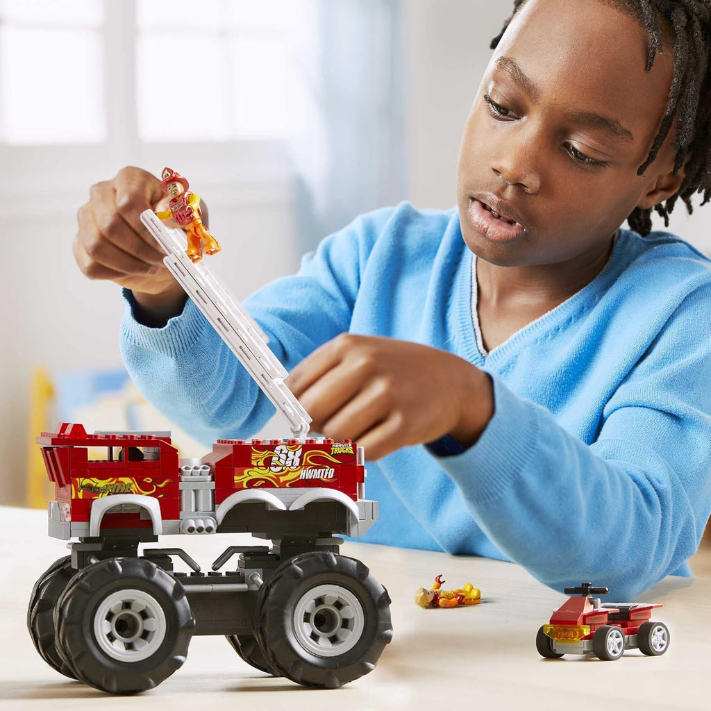 Red Monster Truck Building Toy Playset with 284 Pieces and Giant Wheels Q997831