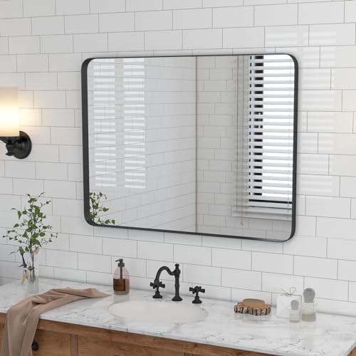 Gold 24 x 36 Inch Metal Framed Rounded Rectangle Vanity Mirror N9829