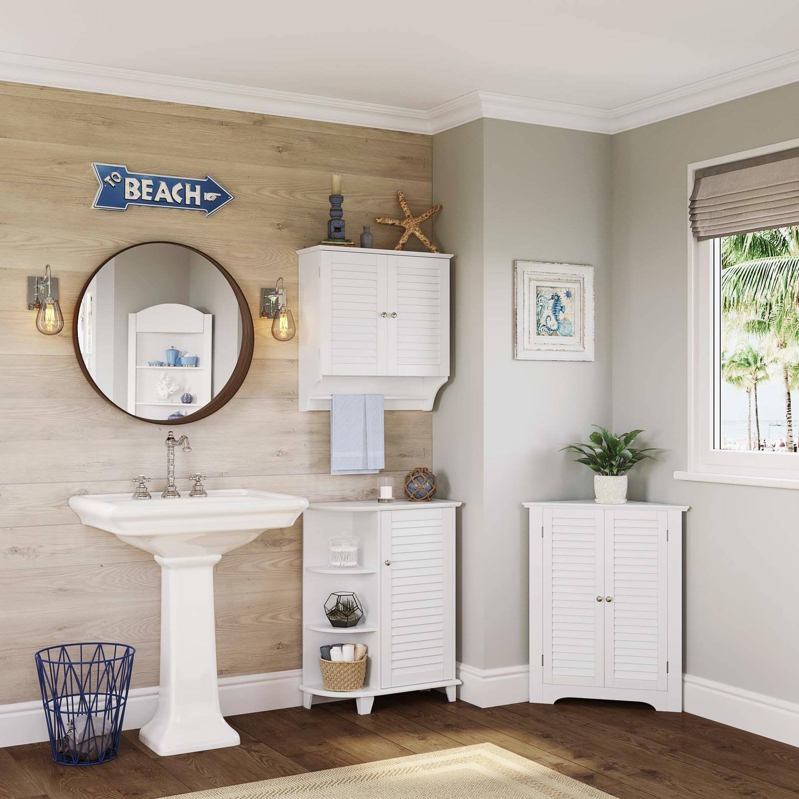 White 3-Shelf Corner Cabinet Q9311