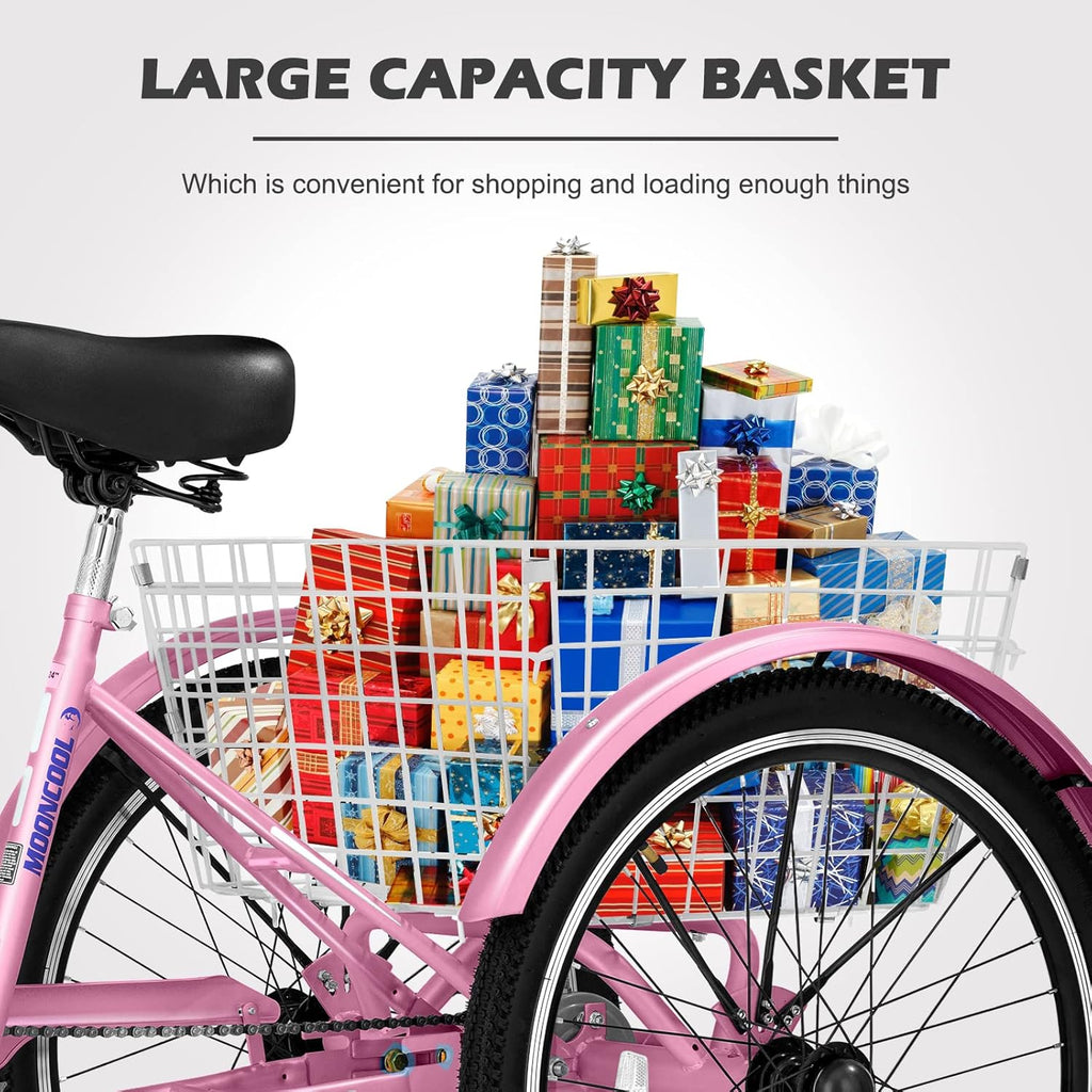 24 Inch Single Speed 3 Wheel Bicycle with Shopping Basket R144