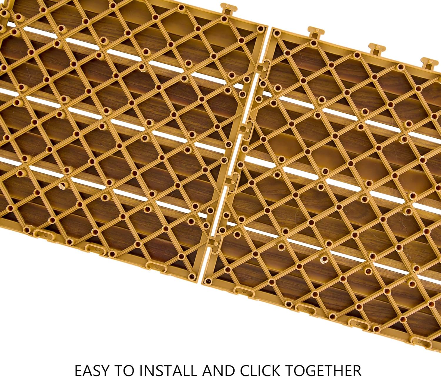 9PCS Aluminum Interlocking Deck Patio Tiles, 12” x 12” Wood Acacia B357