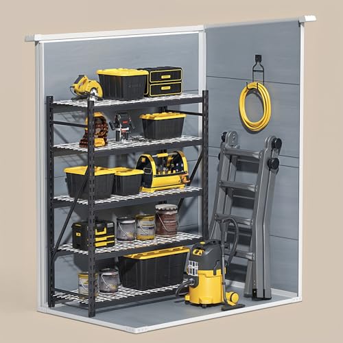 6x4 FT Outdoor Storage Shed with Floor, Resin, Lockable Doors D87109