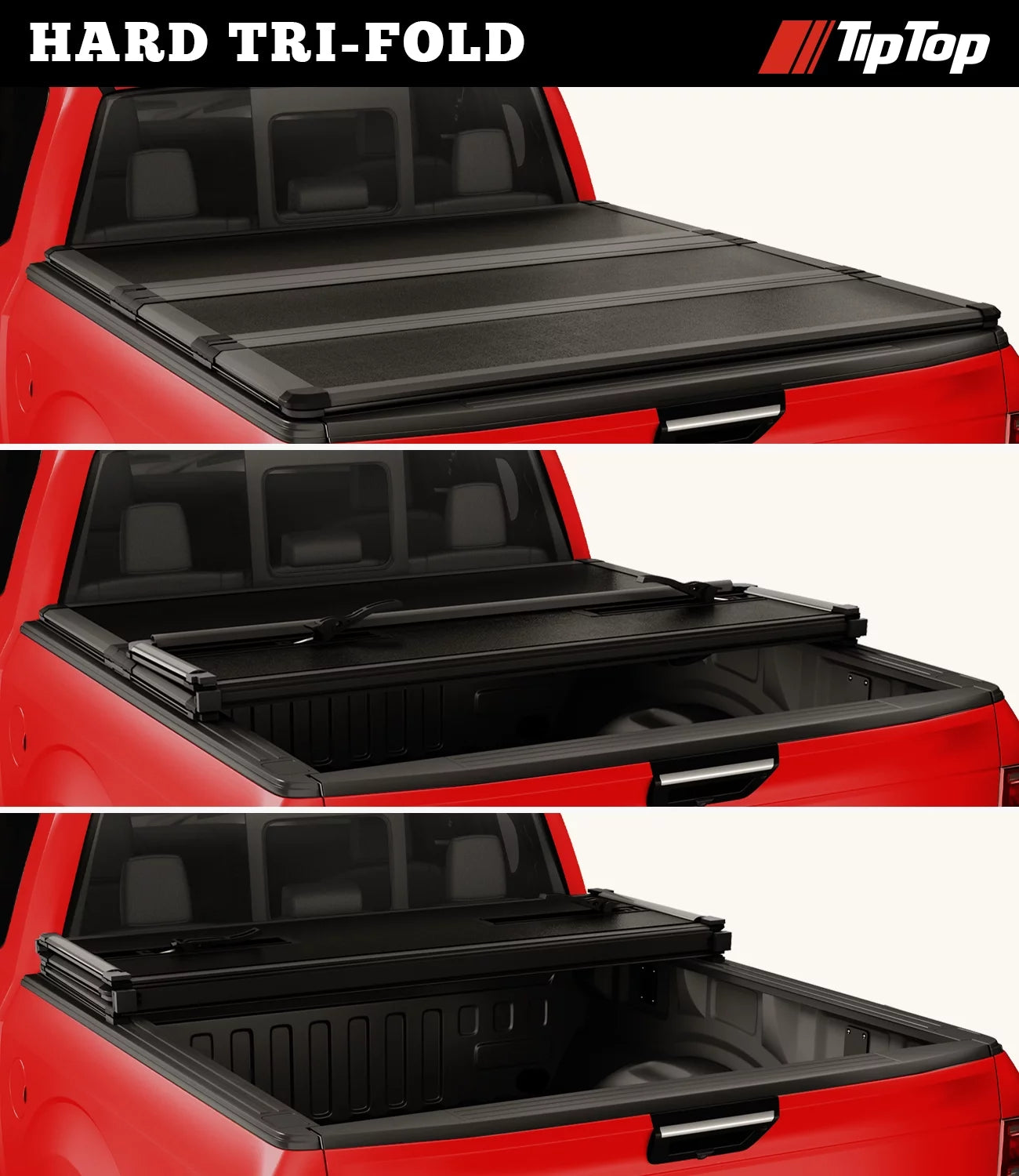 Tri-Fold Hard Tonneau Cover Truck Bed FRP for 2007-2023 CHEVY Silverado 1500 & GMC Sierra 1500 with 6.6ft Bed (78.9") W7078