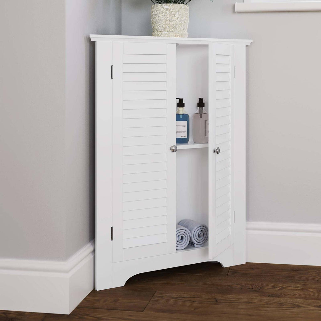 White 3-Shelf Corner Cabinet Q9311