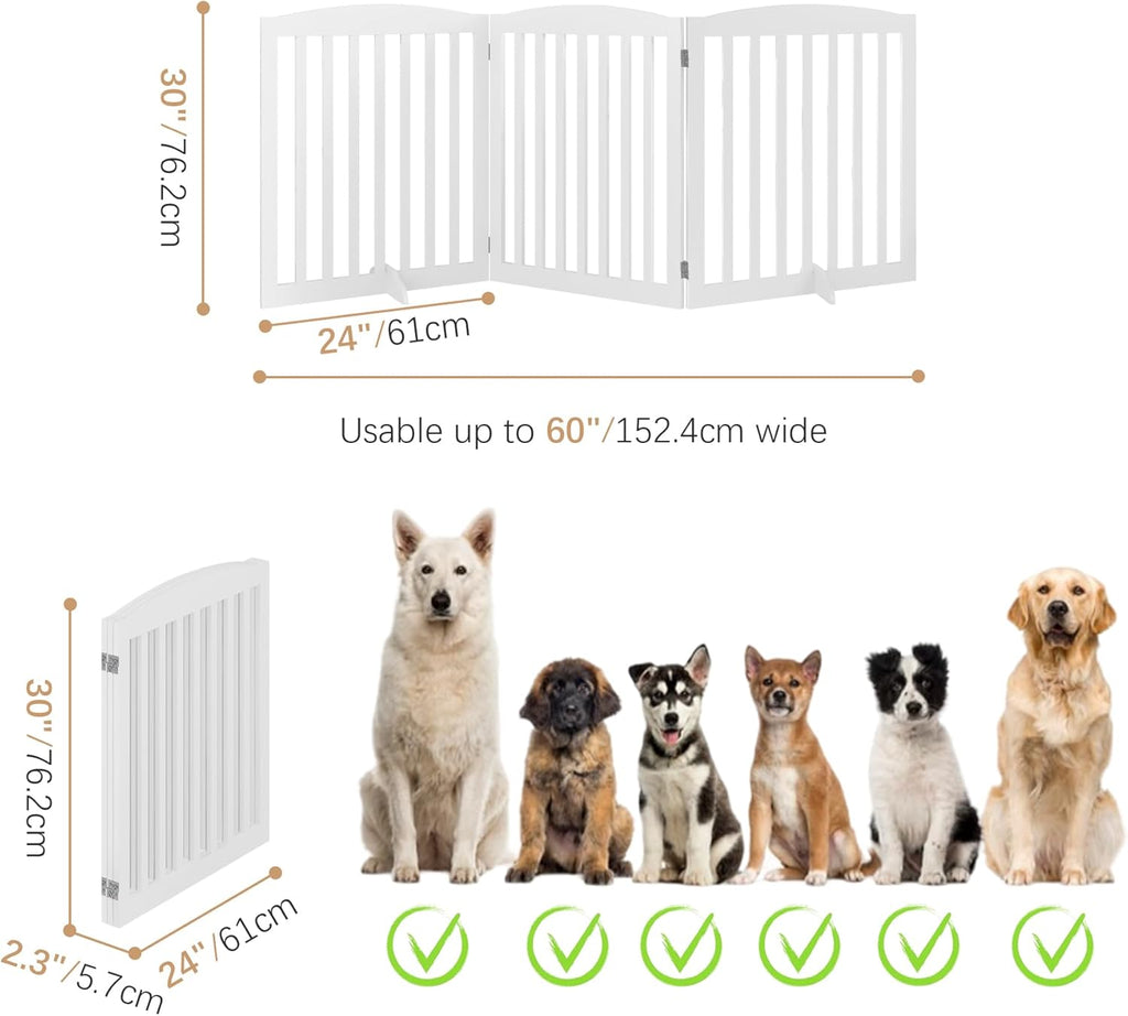 White 72" Tall 30" Wooden Pet Gate A464