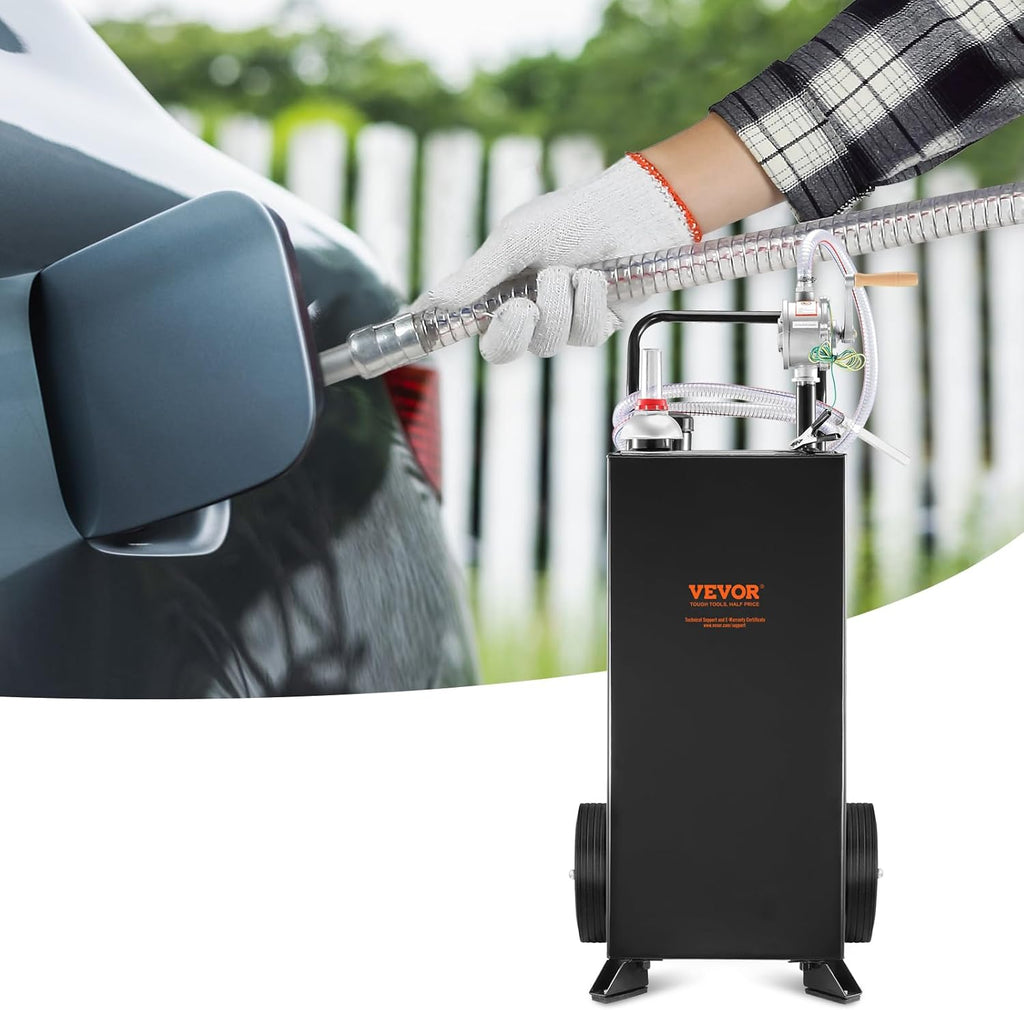 Black 30 Gallon Portable Fuel Caddy with Manual Transfer Pump Y572