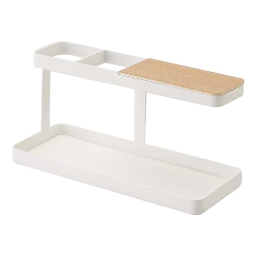 White Desk Bar-Wood & Steel Organizer J9301
