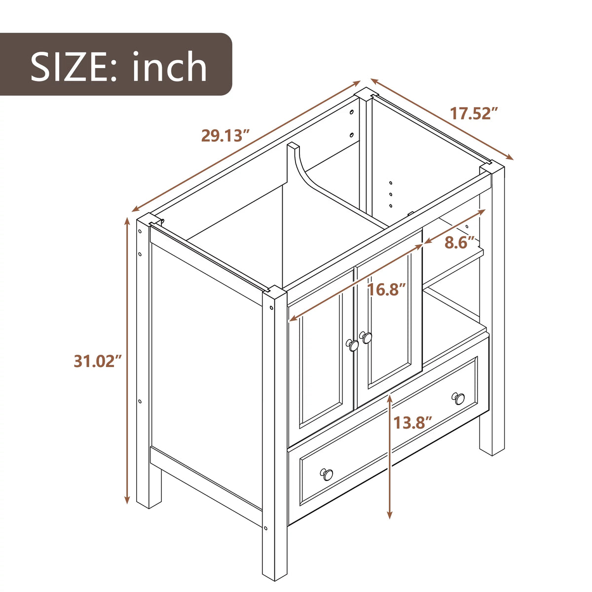 Grey Solid Wood Bathroom Vanity Base D440164