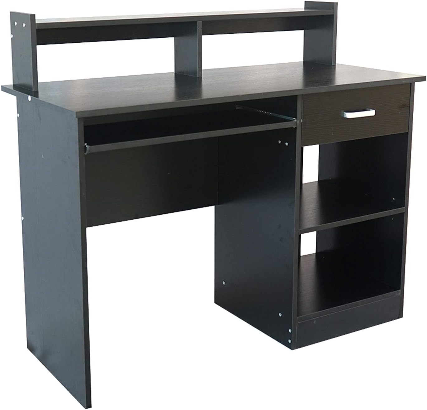Black Computer Desk with Keyboard Tray and Drawer F900