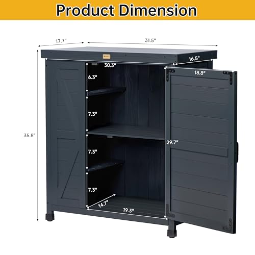 Outdoor Storage Cabinet with Metal Tabletop, 3 Adjustable Shelves E23316