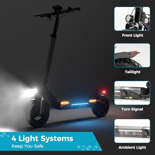 Electric Scooter with 1000W Motor, 28 MPH, 10" Pneumatic Tires, Foldable Handlebar N556