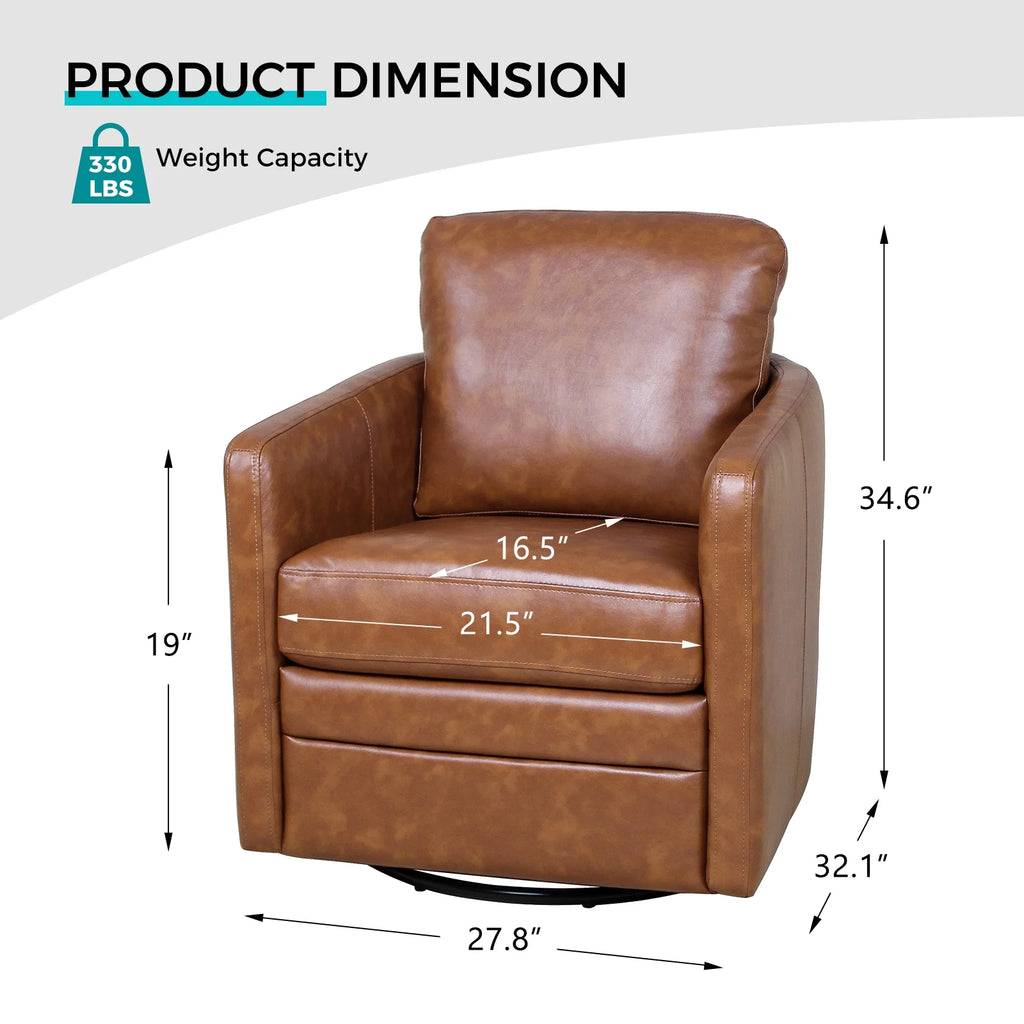 Faux Leather Swivel Accent Chair with Arms J60291