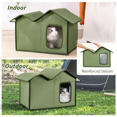 Outdoor Cat House Waterproof Insulated Shelter with Removable Washable Cover N2377