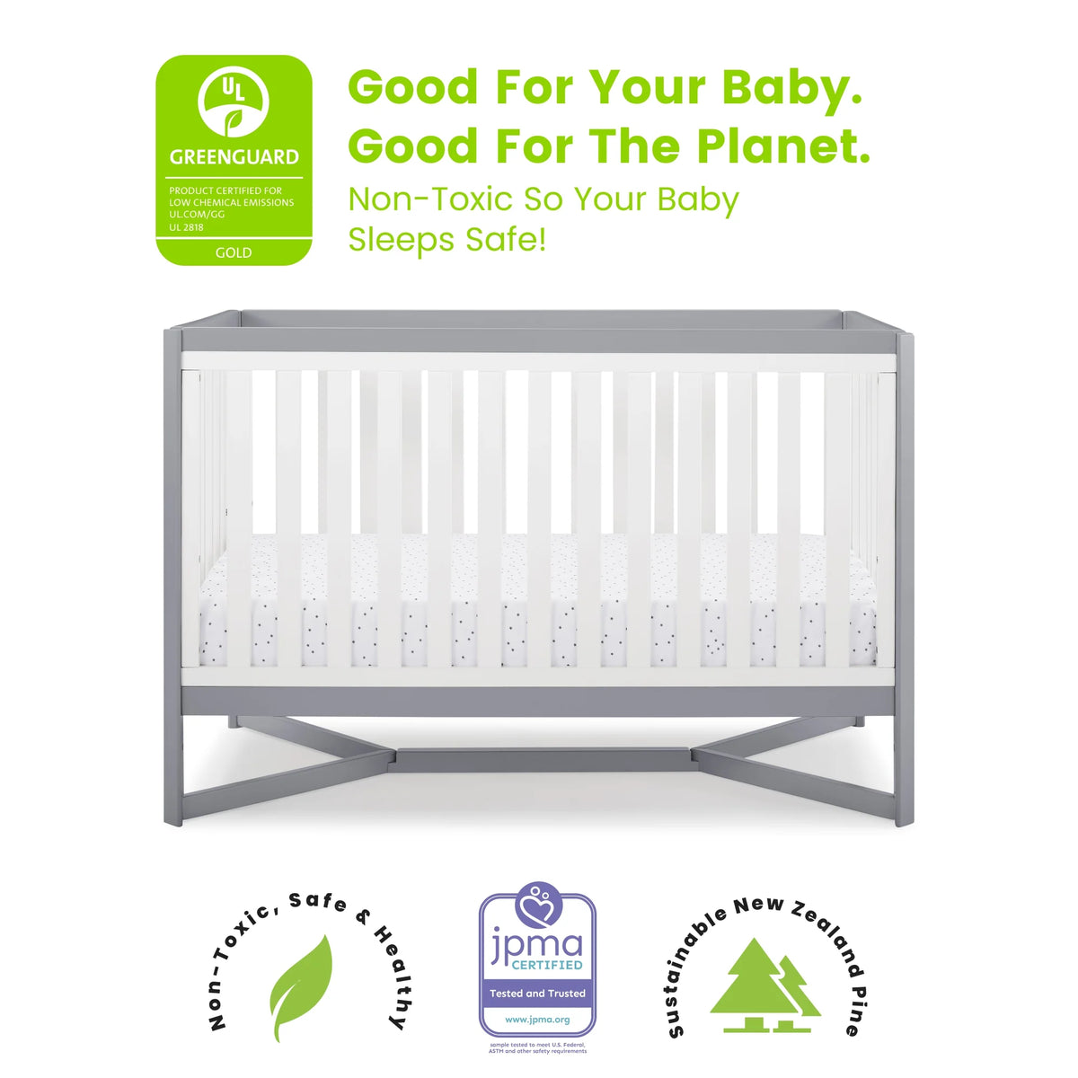 White/Gray 4-in-1 Convertible Crib K41766