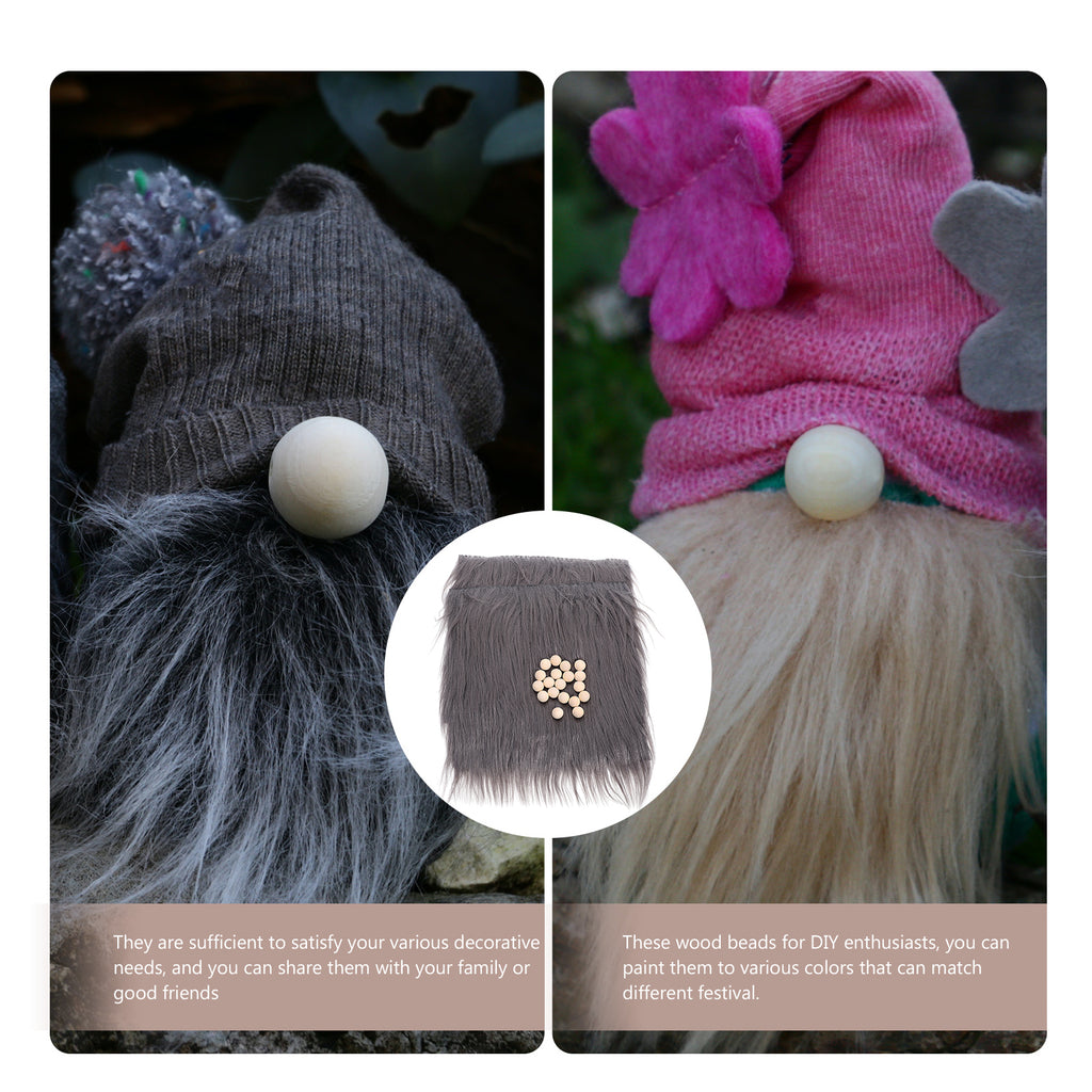 2 Sets Gnome Doll DIY Making Supplies Including Square Faux Fur Fabric Wooden Balls N1821