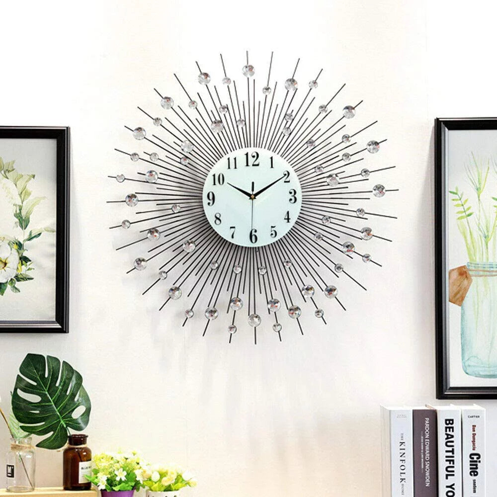 Large Wall Clocks 24 in Modern 3D Crystal Diamond Decorative D23959