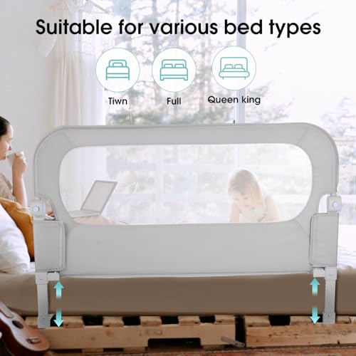 47" Toddler Bed Side Rails for Twin, Full, Queen Bunk Size Bed Swing Down Bedrail R7474