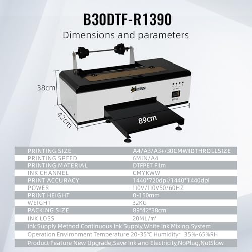 A3 Direct to Film DTF Printer with White Ink Circulation and Auto Cleaning R480