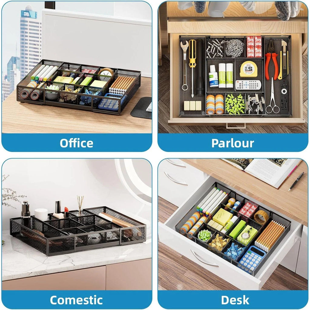 Mesh Drawer Organizer with 10 Adjustable Compartments D40867