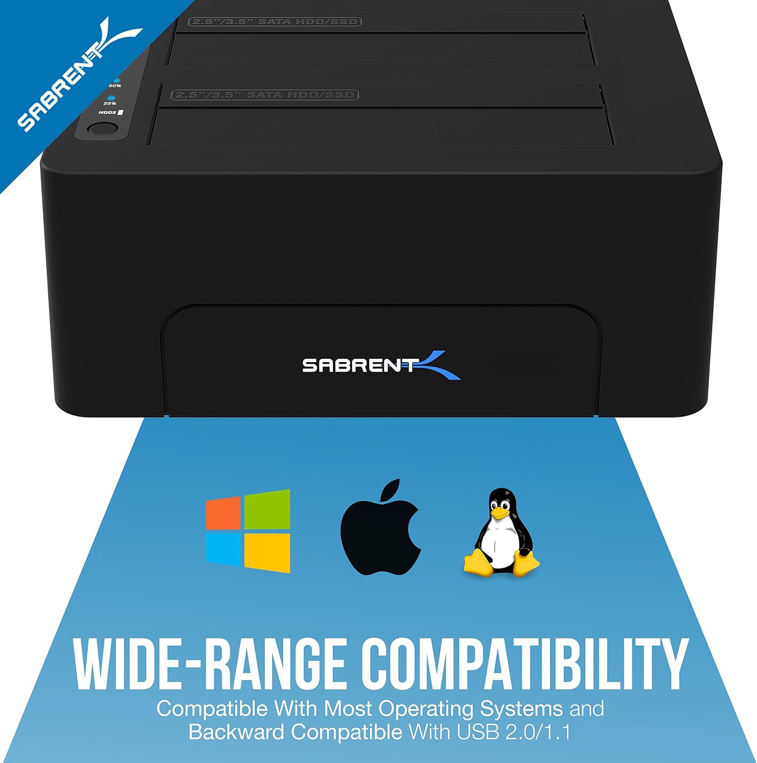 USB 3.0 to SATA Dual Bay External Hard Drive Docking Station for 2.5 or 3.5in HDD SSD with Hard Drive Duplicator Cloner Function 10TB Support Pack of 2 P2017