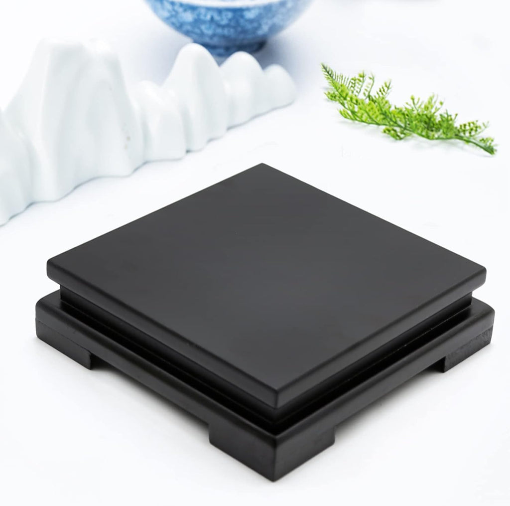 Square Wood Display Stand 6.7" W x 6.7" D x 1.7" H (Black) D2336