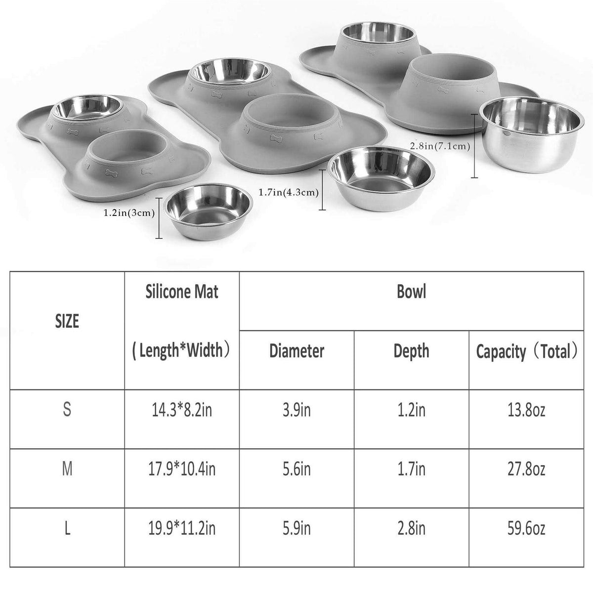 2 Stainless Steel Dog Bowl with Silicone Mat + Pet Food Scoop M59136