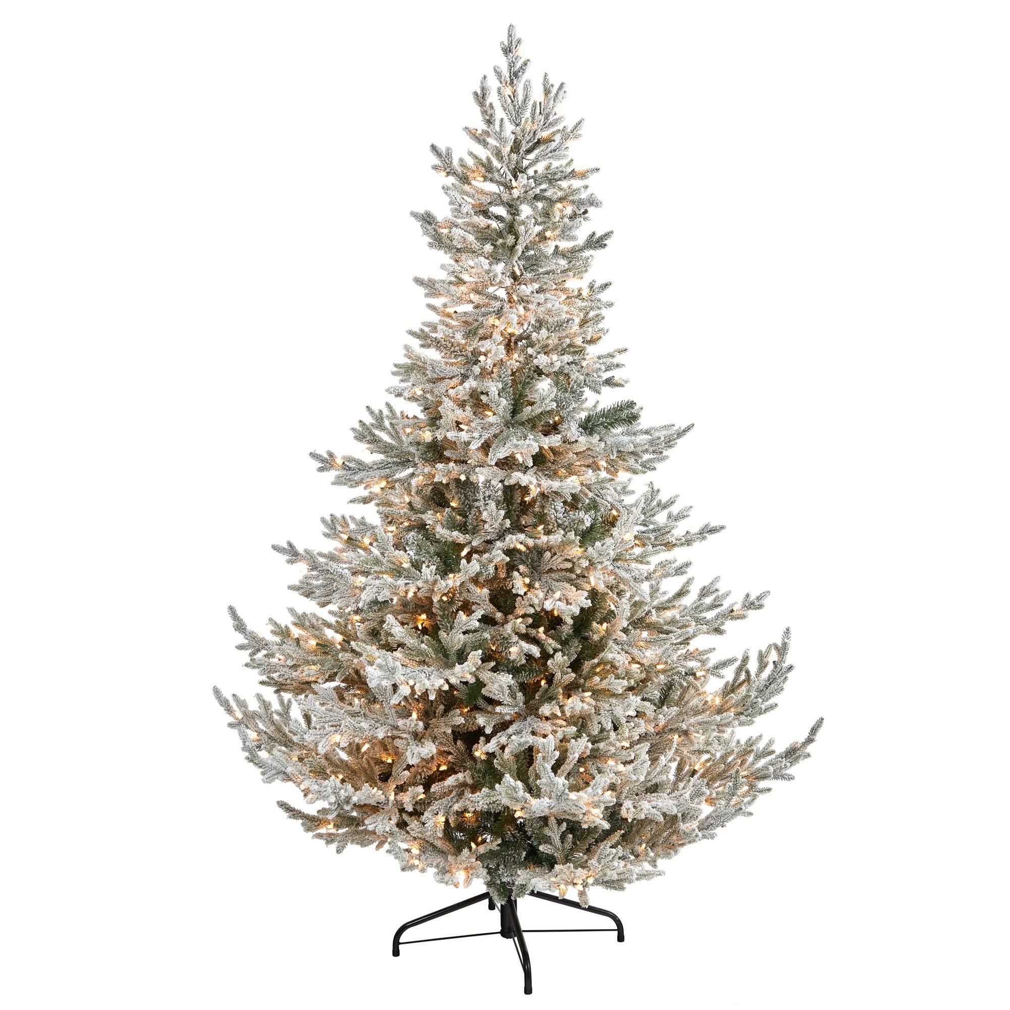 Flocked Fraser Fir Christmas Tree with 600 Warm White Lights Y97377