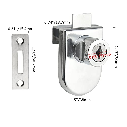 4Pack Zinc Alloy Double Glass Door Display Lock Cabinet Lock with 2 Alike Keys for 4.5-8mm Glass Door K56933
