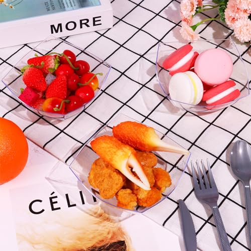 25 Pack 8 oz Clear Plastic Serving Bowls P7512