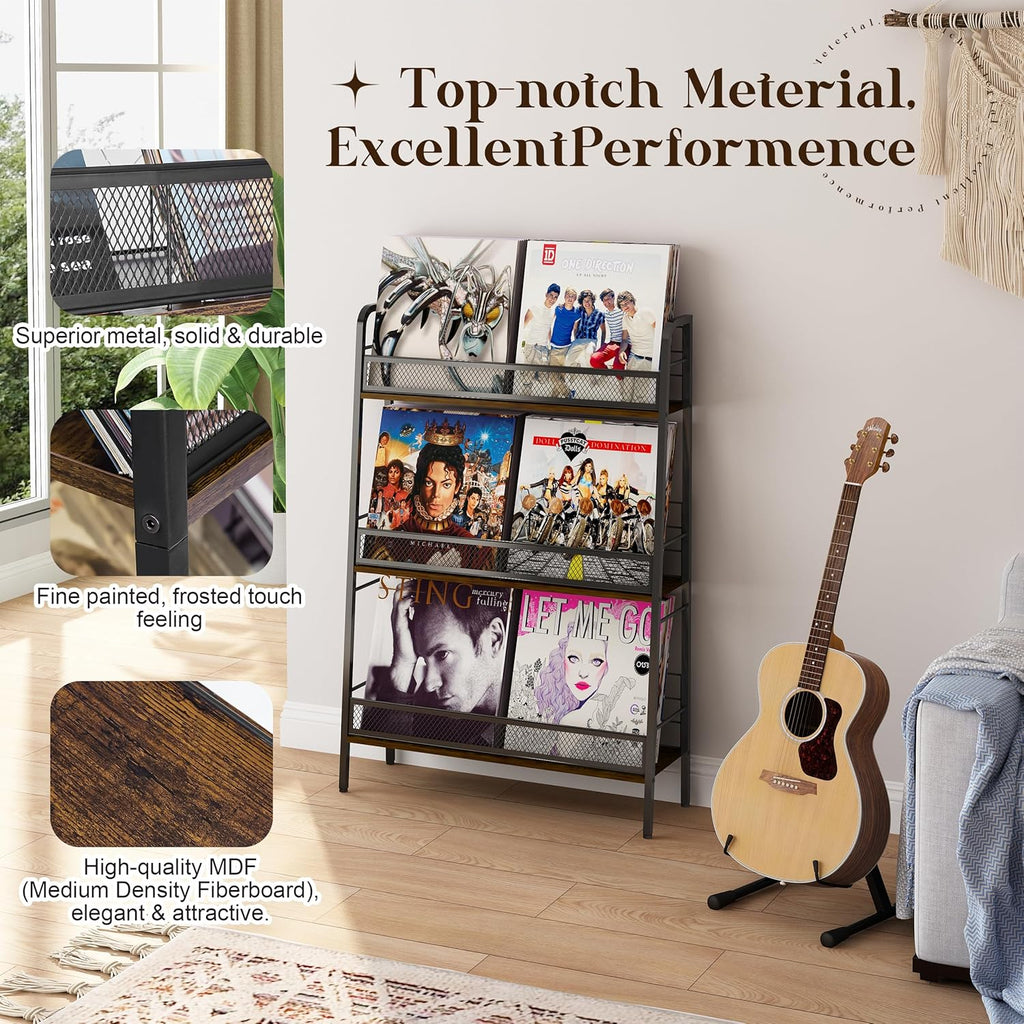 3 Tiers Solid Metal LP Record Storage Rack F8526