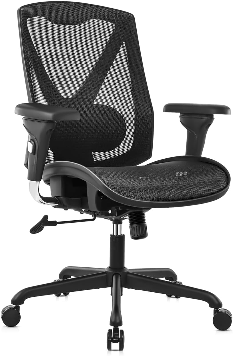 Executive Office Chair with Adjustable Lumbar Support and Swivel Mesh E79456