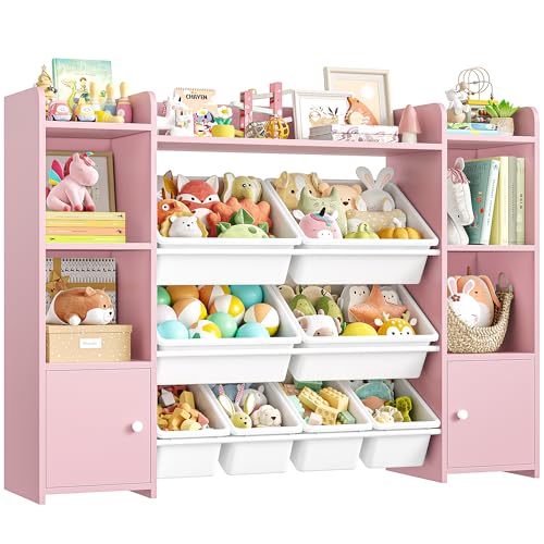 Pink 8 Toy Bins Storage Organizer with Shelf D705